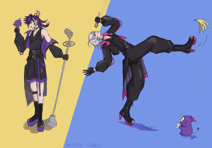 Because my outfit predictions were so accurate (?), the gods (?) blessed (?) me with another vision for the event itself hurrah! Looking forward to seeing how this plays out at #HSEverglow on 9/28, 12pm jst!!! Hakka on left, Hakkito perched on one hand, ho