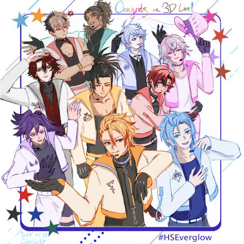 Drew a simple group outfit prediction for my support message. Can't wait to see the real outfits at #HSEverglow on 9/28, 12pm jst haha !!! 😭 Hseverglow template with the starsen members in simple light colored idol ish outfits