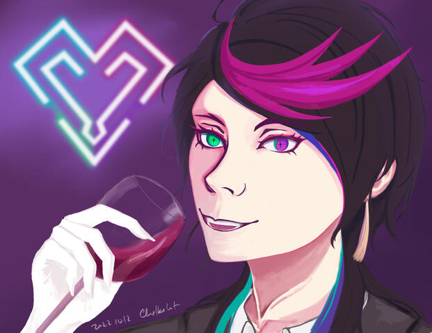 Yamino changing into Hikarino, sipping wine in front of a heart light